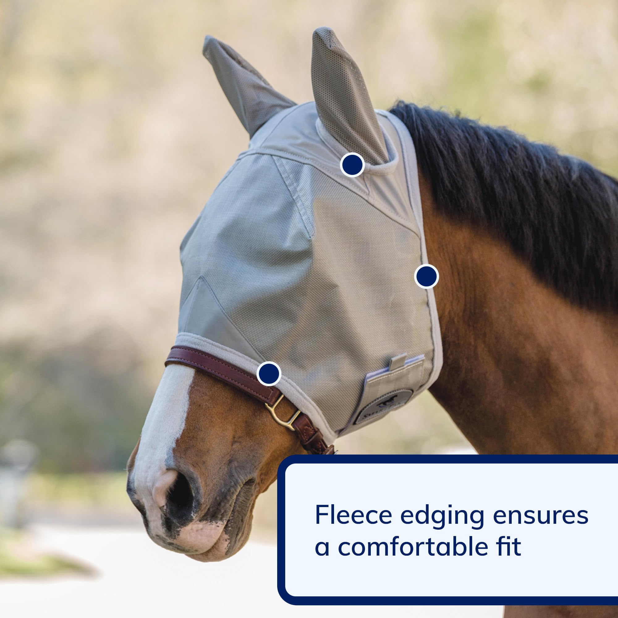 SmartPak Fly Mask with UV Protection, Ears, and Mesh | Wide Secure Closure | UV Fly Mask for Horses (Horse)